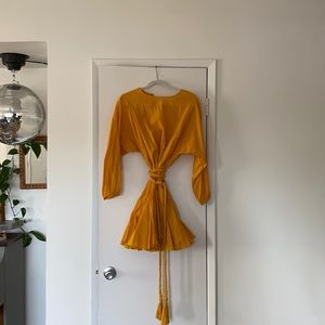 Rhode Ella Belted Dress in Mustard Size Large